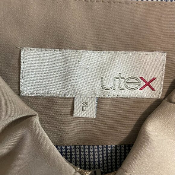 Utex Full Zip Jacket Coat Beige Tan Houndstooth Lined - Picture 4 of 10